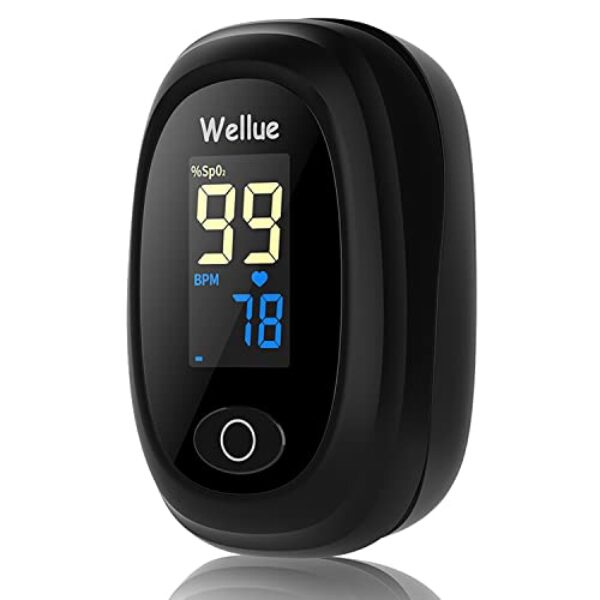 Pulsoximeter Fingeroximeter für Erwachsene Kinder, Sauerstoffsättigung Messgerät Finger, Oxymetergerät Finger, Sp-O2-Wert und Pulsmesser, Schwarz