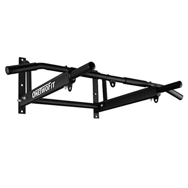 ONETWOFIT Klimmzugstange zur Wandmontage mit einem stabileren Design mit 6 Löchern für den Innen- und Außenbereich, maximales Gewicht: 200 kg Multifunktions Pull up Bar