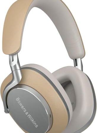 Bowers & Wilkins Px8 Over-Ear-Kopfhörer mit Geräuschunterdrückung, kabellos, Bluetooth 5.0, Schnellladung, 30 Stunden hochauflösende Wiedergabe, integriertes Mikrofon – Beige