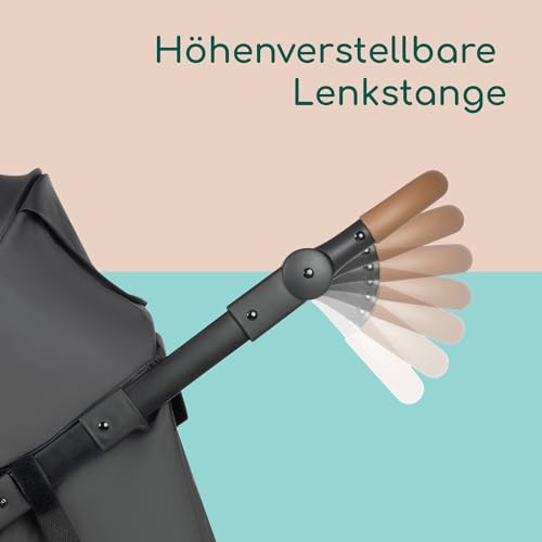 Bebeconfort Cloudy, All-Terrain-Baby Stroller, 0–4 Jahre (max. 22kg), verstellbar, schnell zusammenklappbar, 3 große Kinderwagen Luftreifen, verstellbarer Schieber, geräumiger Korb, Mineral Graphite – Bild 6