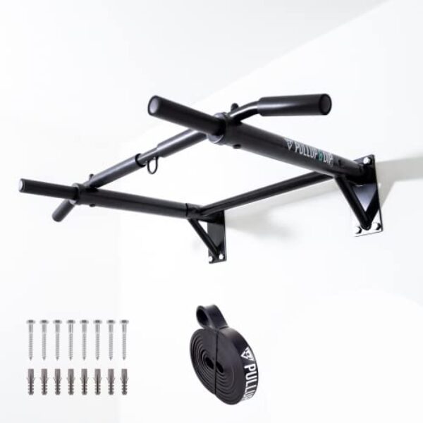 PULLUP & DIP Klimmzugstange Wand, Profi Multigriff Pull-Up Stange für Wandmontage inkl. Schrauben, Klimmzug Band und eBook, bis 200 kg