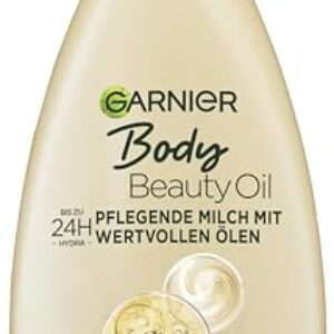 Garnier nährende Öl Milch/Körper Öl mit 4 wertvollen Ölen: Argan, Macadamia, Mandel, Rose, für trockene Haut- fettet nicht, klebt nicht, Oil Beauty, 1er Pack – 400ml