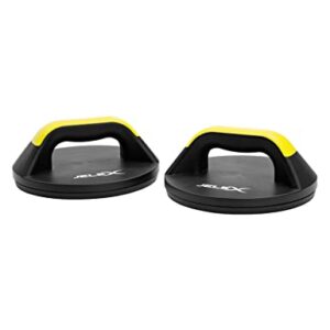 JELEX Pump Machine Push Up Bar handgelenkschonende Liegestützgriffe 2er-Set mit Rotationssystem zum Aufbau von Arm-, Schulter-, und Brustmuskulatur mit rutschfesten Füßen in gelb und rot