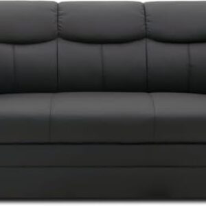 DOMO. collection Sofa Berlin, Leder, klassisches 3er Sofa, Polstergarnitur mit weichem Kunstleder und hochwertigem Federkern, 3 Sitzer 178 x 90 x 89 cm (BxTxH), schwarz