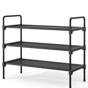 Kitsure Schuhregal für Schrank, stabile Schuhablage für den Eingangsbereich, platzsparendes kleines Schuhschrank Schmal und Schuhschrank, 70.0 cm Wide – 3 Tier, schwarz