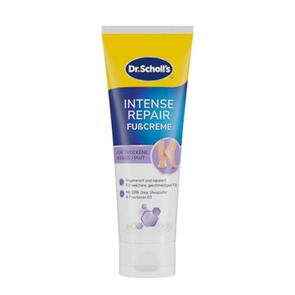 Scholl Expertcare Intensiv regenerierende Fußcreme mit 10% Urea – für sehr trockene und rissige Haut – mit Urea und Provitamin B5 – Hautverträglichkeit dermatologisch getestet – 75 ml