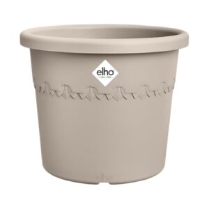 elho Algarve Cilindro 30 cm – Großer Blumentopf für den Außenbereich – Pflanzgefäße – 100% recycelter Kunststoff – Beige/Pilzbeige