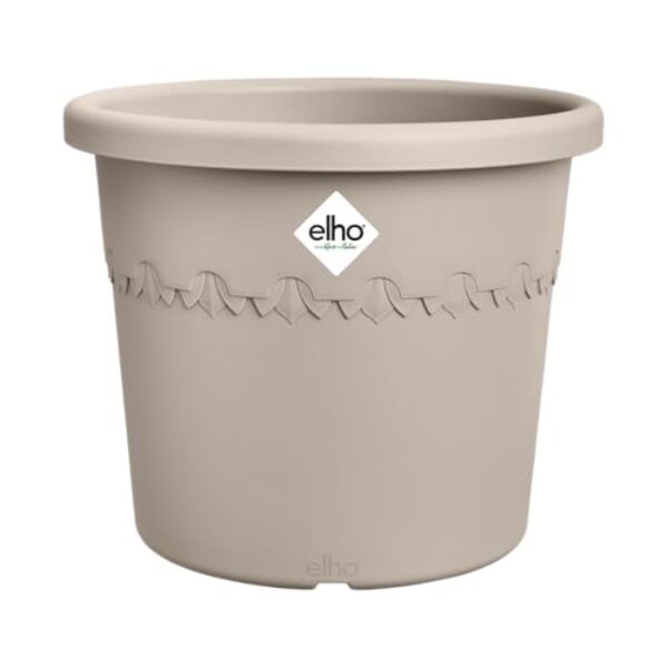 elho Algarve Cilindro 30 cm – Großer Blumentopf für den Außenbereich – Pflanzgefäße – 100% recycelter Kunststoff – Beige/Pilzbeige