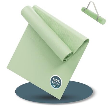 LILENO SPORTS Yoga Matte (180x60cm) inkl. Tragegurt - Sport und Yogamatte extra rutschfest in 4 mm Dicke - Gymnastikmatte und Fitnessmatte für Workout und Yoga - Sportmatte für Zuhause