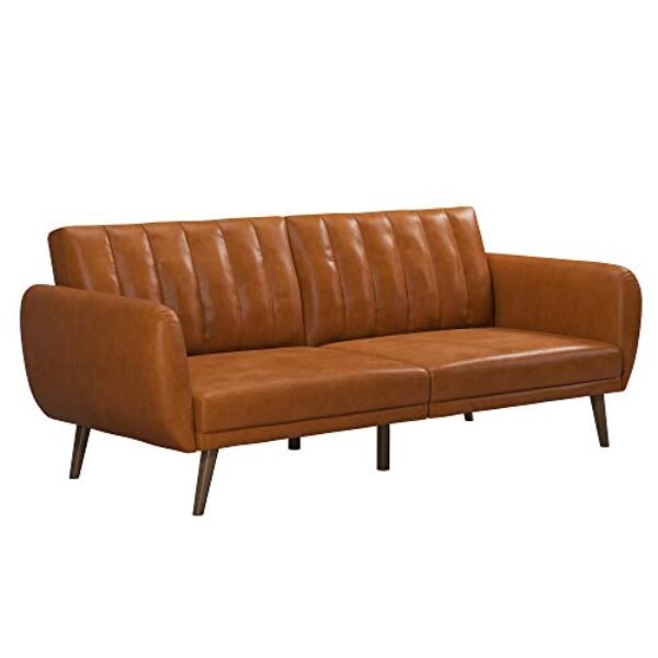 Novogratz Brittany Schlafsofa, Kunstleder Kamelbraun