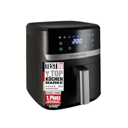 Russell Hobbs Heißluftfritteuse XL 5,5 l Rapid AirFryer (kompaktes Gehäuse, sehr leise) SatisFry (9 Programme, spülmaschinenfest, Fritteuse ohne Öl, TouchScreen, Grillen, Backen) 27621-56