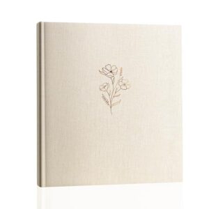 Glodenmemo Fotoalbum zum Einkleben, Fotobuch mit 100 weißen Seiten mit Pergamin Trennblätter, Foto Album mit Leinen Einband, bis zu 500 Bilder, Hochwertiges Papier, 31 x 33 cm (Beige)