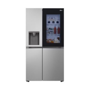 LG GSGV81PYLL Side by Side Kühlschrank, Klasse E, 635 L, Instaview, Kühlschrank mit Gefrierfach, Eis-, Crushed Ice- Wasserspender, Total NoFrost, Smart Inverter Kompressor, Wi-Fi