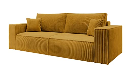 Selsey Sofa Schlafsofa Couch Mit Stauraum Schlaffunktion Pflegeleicht Polyurethanschaum Kordsamt Weich Honig Farese – Bild 5