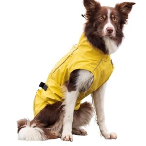 TRIXIE Regenmantel Vimy für Hunde gelb M – Bauchumfang: 48 – 73 cm – Hunde-Regenjacke mit reflektierenden Elementen für mehr Sichtbarkeit im Dunkeln – bequem & verstellbar – 67975