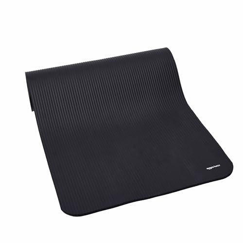 Amazon Basics Yogamatte, rutschfest, extra dick, Pilates-Gymnastikmatte, 183 x 61 x 1 cm, Schwarz – Bild 6