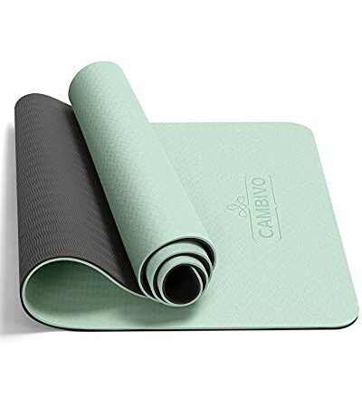 CAMBIVO Yoga Matte 183cm x 61cm, 8mm Dicke Pilates Matte Gymnastikmatte Rutschfest & Gepolstert,Yogamatte mit Tragegurt, Sportmatte Fitnessmatte Zuhause Workout
