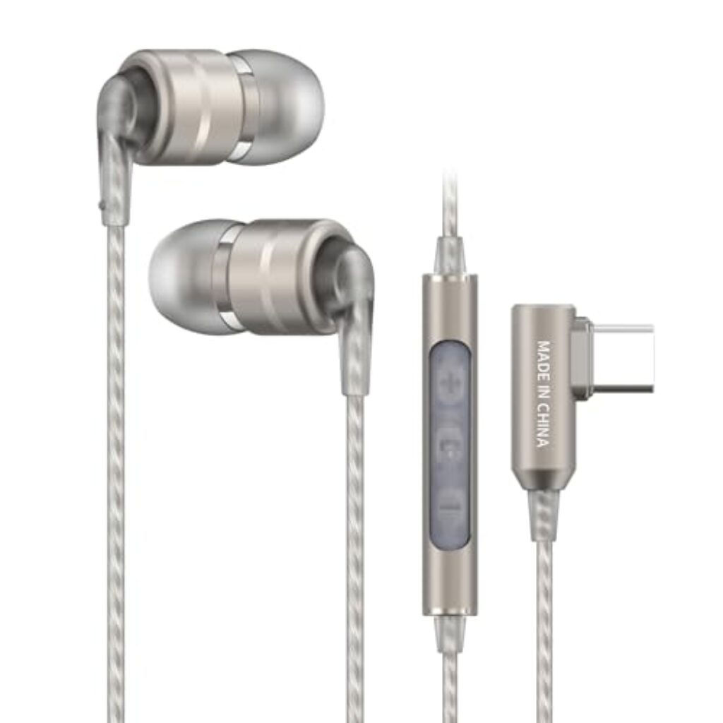 SoundMAGIC E80D Digital USB C Headphones – Type C Wired Earbuds with Microphone HiFi Stereo Earphones Powerful Bass Noise Isolating Compatible with Android Device, Gunmetal