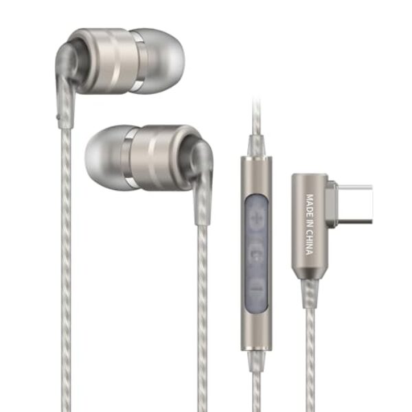 SoundMAGIC E80D Digital USB C Headphones – Type C Wired Earbuds with Microphone HiFi Stereo Earphones Powerful Bass Noise Isolating Compatible with Android Device, Gunmetal