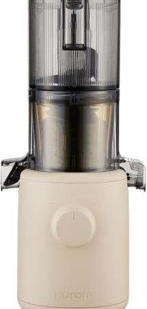Hurom Slow Juicer | Entsafter Gemüse und Obst | H310 | Leicht zu Reinigen & Leiser Motor Elektrischer Entsafter mit Siebfilter | 100 Watt | BPA Frei | Schlankes Design | 220ml, Beige