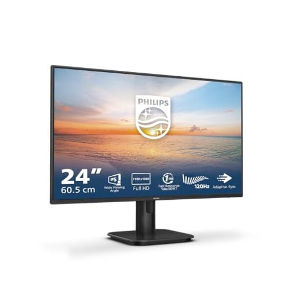 Philips 24E1N1100A – 24 Zoll Full HD Monitor, eingeb. Lautsprecher, 1 ms Reaktionszeit (1920×1080, 100 Hz, VGA, HDMI 1.4) schwarz