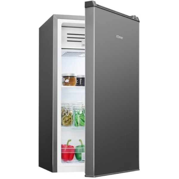 Bomann® Kühlschrank mit Frostfach | 83 Liter | energieeffizient, leise & kompakt | 0°C – 8°C, stufenlos regelbar | 2 Ablagen & Gemüsefach | LED Beleuchtung | Türanschlag wechselbar | KS 7257 inox