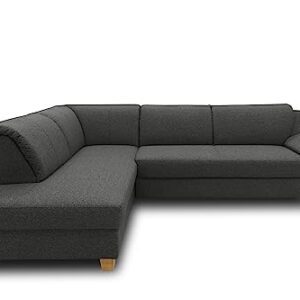 DOMO. collection Ecksofa Panama, klassisches Ecksofa in L-Form Links, Eckcouch, Sofa Couch, Ecke mit Schlaffunktion 254 x 186 x 80 cm (BxTxH), anthrazit