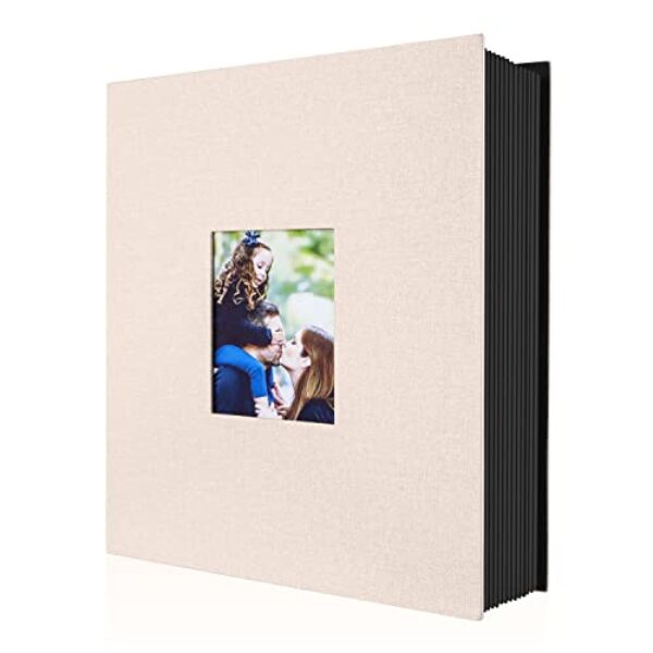 Lanpn Fotoalbum 10×15 400, Leinen Einstecken Einsteckalbum für Hochformat Fotos Bilder Beige