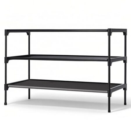 OLYREO Schuhregal 3 Ebenen, Metall Stapelbar Kleine Schuhregal Schmal Platzsparend Schuhregale für 12 Paar Schuhe, Schuhaufbewahrung für Schlafzimmer, Flur, Eingangsbereich - Pr...