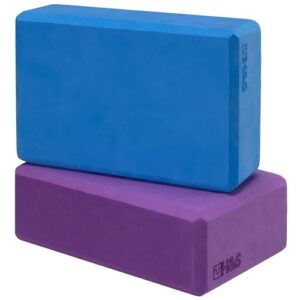 H&S Yoga Block 2er Set – Yoga Zubehör aus Moosgummi Schaumstoff – Yogablock in Blau und Lila – Yoga Blöcke – Yoga Klotz – Yogablocks Damen Herren
