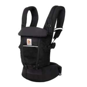 Ergobaby Adapt Babytrage für Neugeborene ab Geburt, 3-Positionen SoftFlex Mesh Ergonomische Babybauchtrage Rückentrage Baby-Tragetasche, Onyx Black