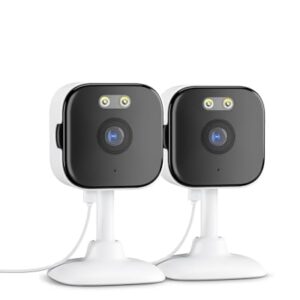 ANBIUX 2K Überwachungskamera Aussen/Innen,Kamera überwachung innen mit Farbige Nachtsicht,Mini Kamera,2.4/5Ghz WiFi,Bewegungserkennung,Alarm,Kabelgebunden,2-Wege Audio,USB,IP66