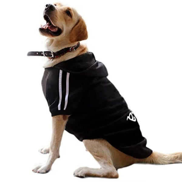 Eastlion Hunde Warm Hoodies Mantel Kleidung Pullover Haustier Welpen T-Shirt Dog Coat Schwarz 6XL