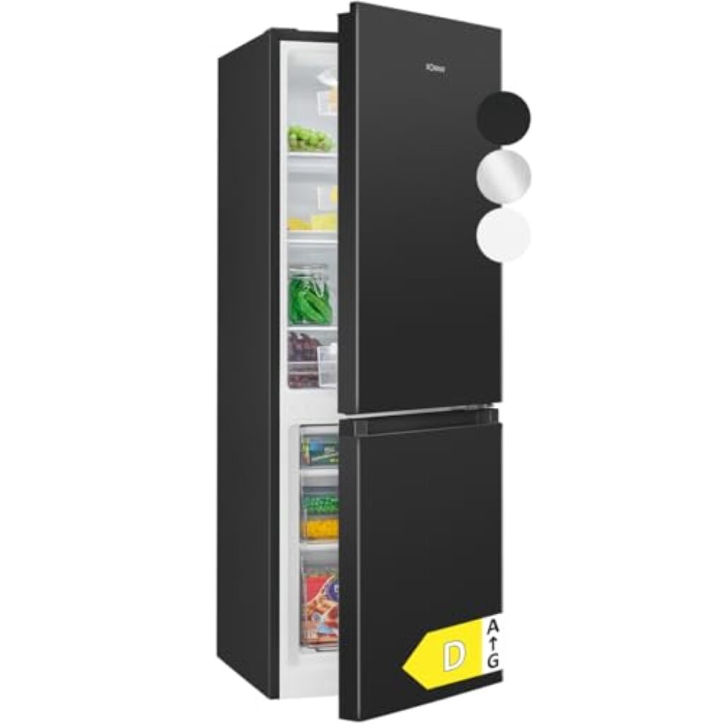 Bomann® Kühlschrank mit Gefrierfach | Energieklasse D | 143cm | Kühl Gefrierkombination leise 39 dB | 3 Ablagen & 3 Schubladen | Türanschlag wechselbar | 175L Kühlgefrierkombi | KG 322.1 schwarz