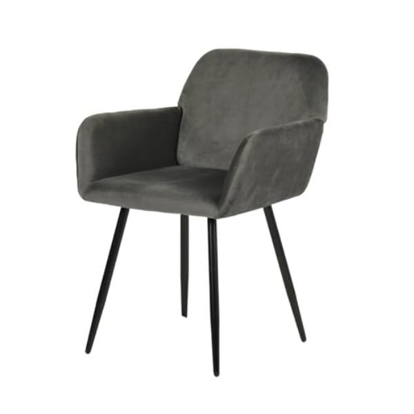 EGGREE Esszimmerstühle 1er Set Samt Stühle mit Armlehnen Gepolsterte Küchenstühle Moderner Design, Hochwertige Stühle für Esszimmer Wohnzimmer mit Stabilen Metallbeinen Tragkraft 150 kg, Dunkelgrau
