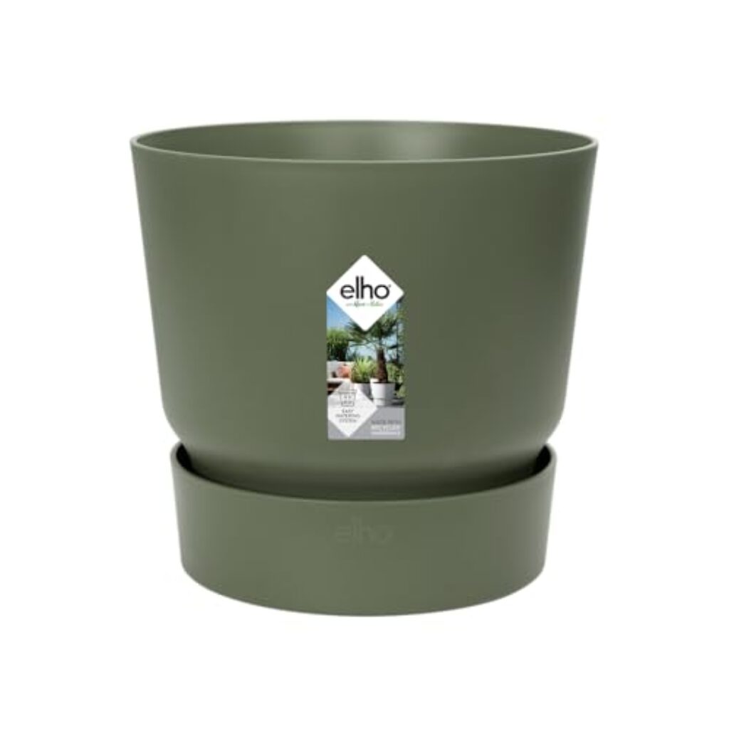 elho Greenville Rund 16 – Blumentopf für Innen und Außen – Selbstbewässerungstopf – 100% recyceltes Plastik – Ø 16.0 x H 15.3 cm – Grün/Laubgrün