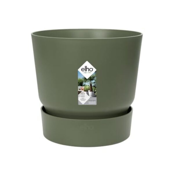 elho Greenville Rund 16 – Blumentopf für Innen und Außen – Selbstbewässerungstopf – 100% recyceltes Plastik – Ø 16.0 x H 15.3 cm – Grün/Laubgrün