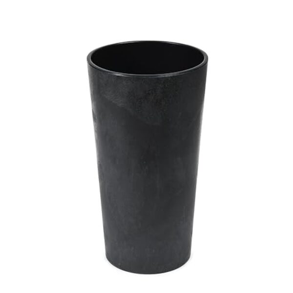 Tymar Pflanzsäule, Blumentopf hoch innen, Pflanzkübel,Blumenkübel Gross, Übertopf (Beton Schwarz ; ø 19 cm)