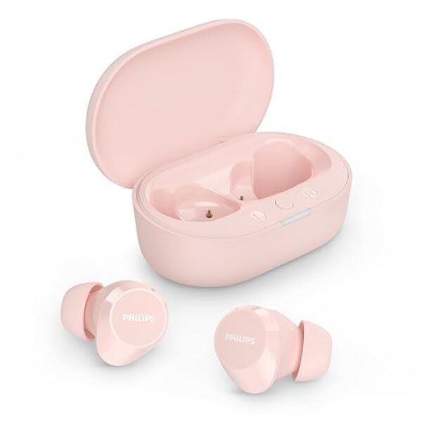 Philips TAT1209PK True Wireless In Ear Bluetooth Headphones – Small Buds. Great Value Natural Sound. Dynamic bass, Pocket-Sized Charging case, Clear Calls – Pink