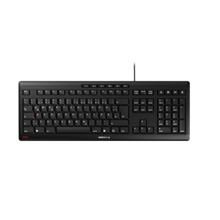 CHERRY Stream Keyboard, USB Tastatur, Kabelgebunden, „der Blaue Engel“, GS-Zulassung, QWERTZ Business-Tastatur, Schwarz