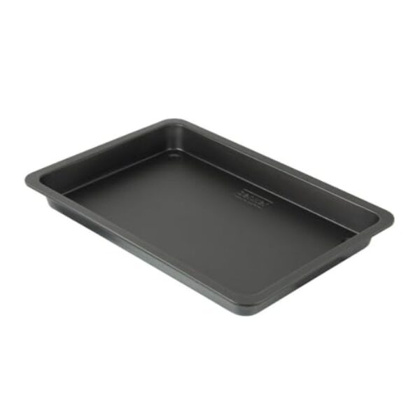 Zenker Pflaumenkuchenblech, Backblech mit Antihaftbeschichtung, Backform für Blechkuchen (Kuchenform: ca. 420x290x40 mm), Menge: 1 Stück, Schwarz / Metallic