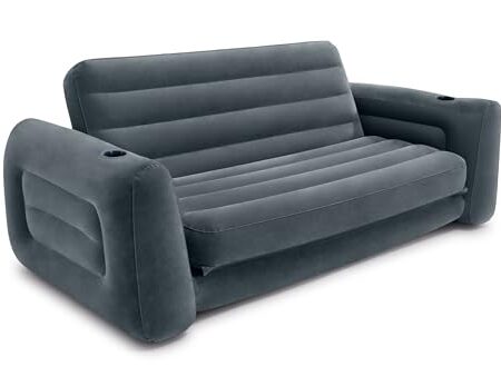 Intex Aufblasbares Sofa mit Schlaffunktion für 2 Personen Max. 200kg (127x231x66 cm) Couchsofa aufblasbar mit Getränkehalterung (66552NP)