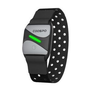 COOSPO HW807 Herzfrequenzmesser Armband HRV Herzfrequenz-Trainingsbereich per Bluetooth5.0/ ANT+, Sensor LED Pulsmesser Armgurt IP67 Wasserdichter, Wiederaufladbar Kompatibel mit Wahoo, Zwift, Strava