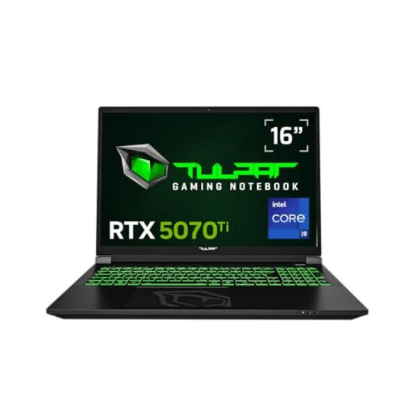 TULPAR T6 V3.8.1 Gaming Laptop | 16“ QHD+ 2560×1600 180HZ IPS LED-Display | Intel Core i9 14900HX | 32 GB RAM | 1 TB SSD | RTX 5070 Ti | Windows 11 Gaming Notebook
