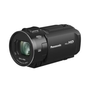 Panasonic HC-V900E-K Full-HD-Camcorder, FHD-Video, 25-mm-F1.8-Weitwinkelobjektiv, 24-facher optischer Zoom, Hybrid OIS+, HDR, Zoom-Mikrofon, Touchscreen, Schwarz