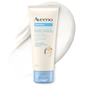 Aveeno Dermexa Feuchtigkeitsspendende Tägliche Emollientien Creme Körperlotion mit beruhigendem 3-fachem Haferkomplex für sehr trockene, juckende, empfindliche, zu Ekzemen neigende Haut, 200ml