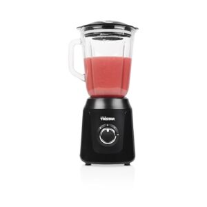 Tristar Standmixer, 1 L Mixbehälter aus Glas, 2 Geschwindigkeitsstufen, Pulsfunktion zum Zerkleinern von Eis, spülmaschinenfeste Teile, schwarz, 350 W, Smoothie Maker BL-4482