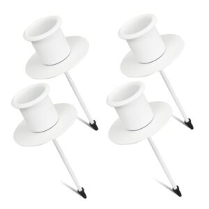 4X Kerzenhalter Adventskranz, Stabkerzenhalter Weiß mit Teller, Kerzenständer Stabkerzen, Adventskerzenhalter Metall Kerzenleuchter, Kerzenteller Tapered Candle Holders