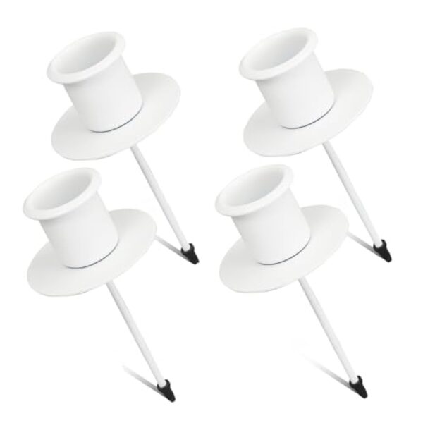 4X Kerzenhalter Adventskranz, Stabkerzenhalter Weiß mit Teller, Kerzenständer Stabkerzen, Adventskerzenhalter Metall Kerzenleuchter, Kerzenteller Tapered Candle Holders