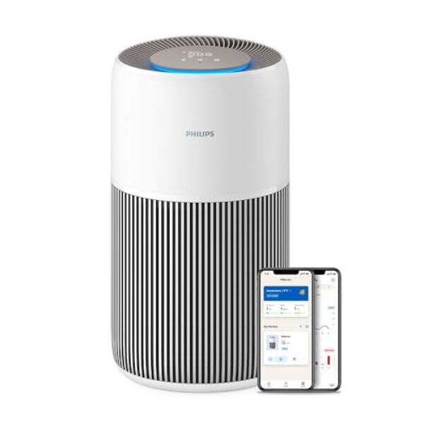 Philips Luftreiniger 2200 Series, HEPA NanoProtect + Aktivkohlefilter, CADR 400m³/h für 104m², Allergiker, Ultra-leise, Intelligenter und langlebiger Filter (AC2210/10)